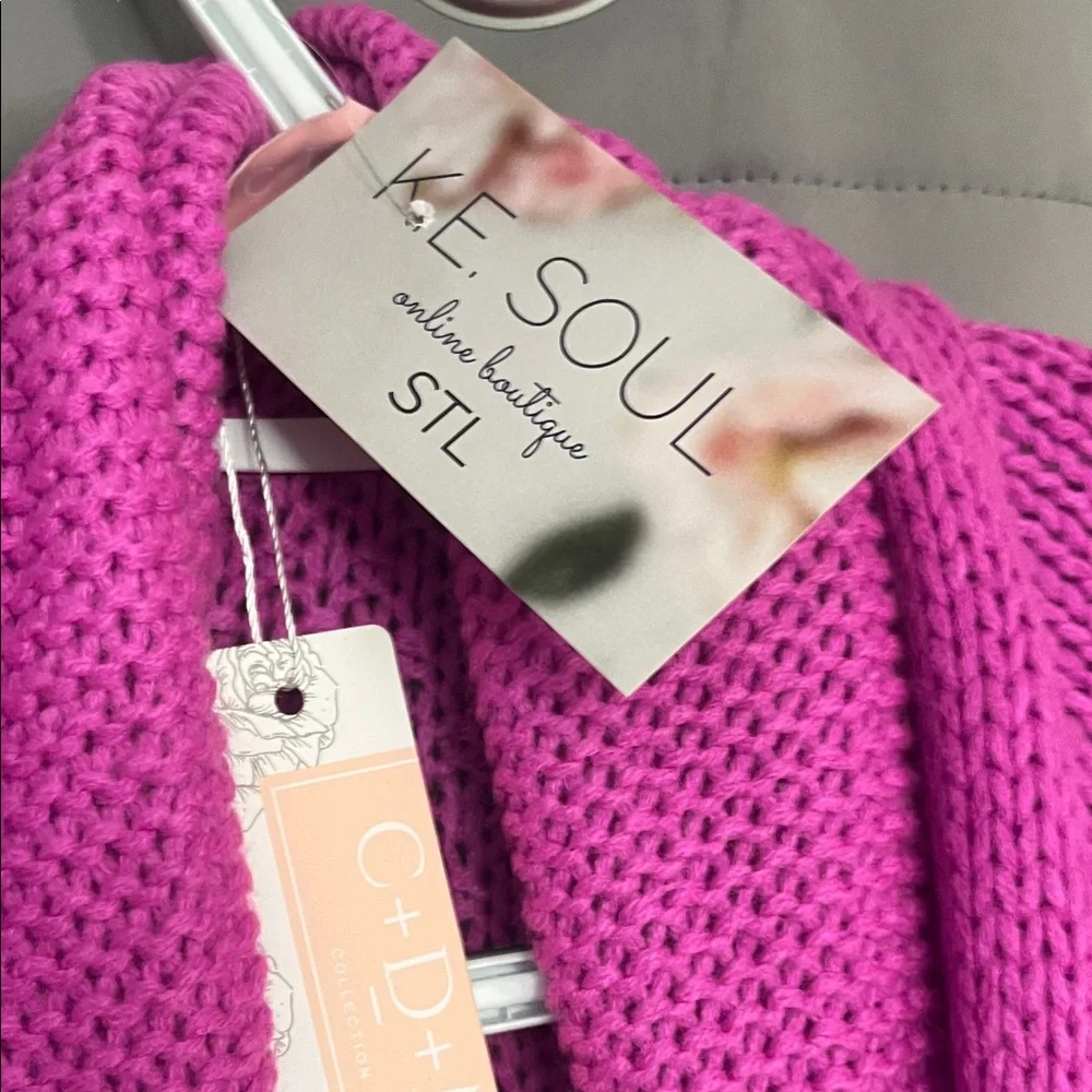 Vibrant Fuchsia Open-Front Cardigan.. - Picture 2 of 3